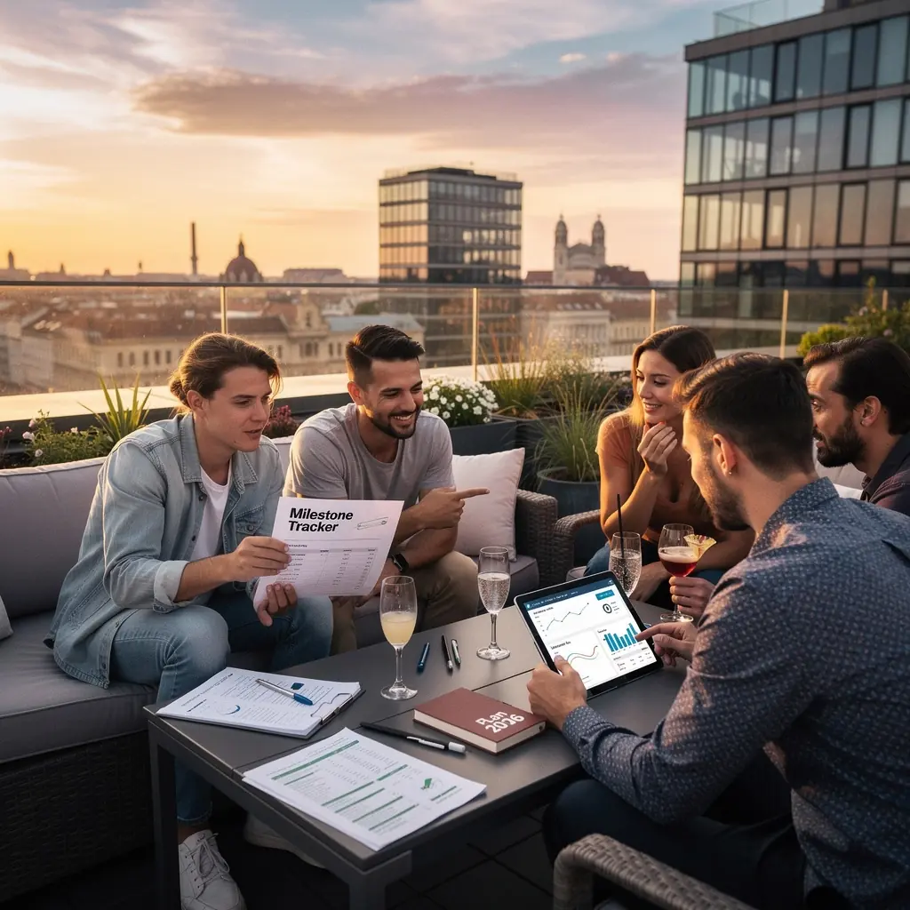 Családi költségvetés megtervezésének lépései illusztrálva.